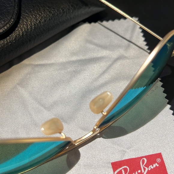 Ray Ban Aviator Flash Lenses Green Polarized Large Matte Gold - Picture 7 of 7